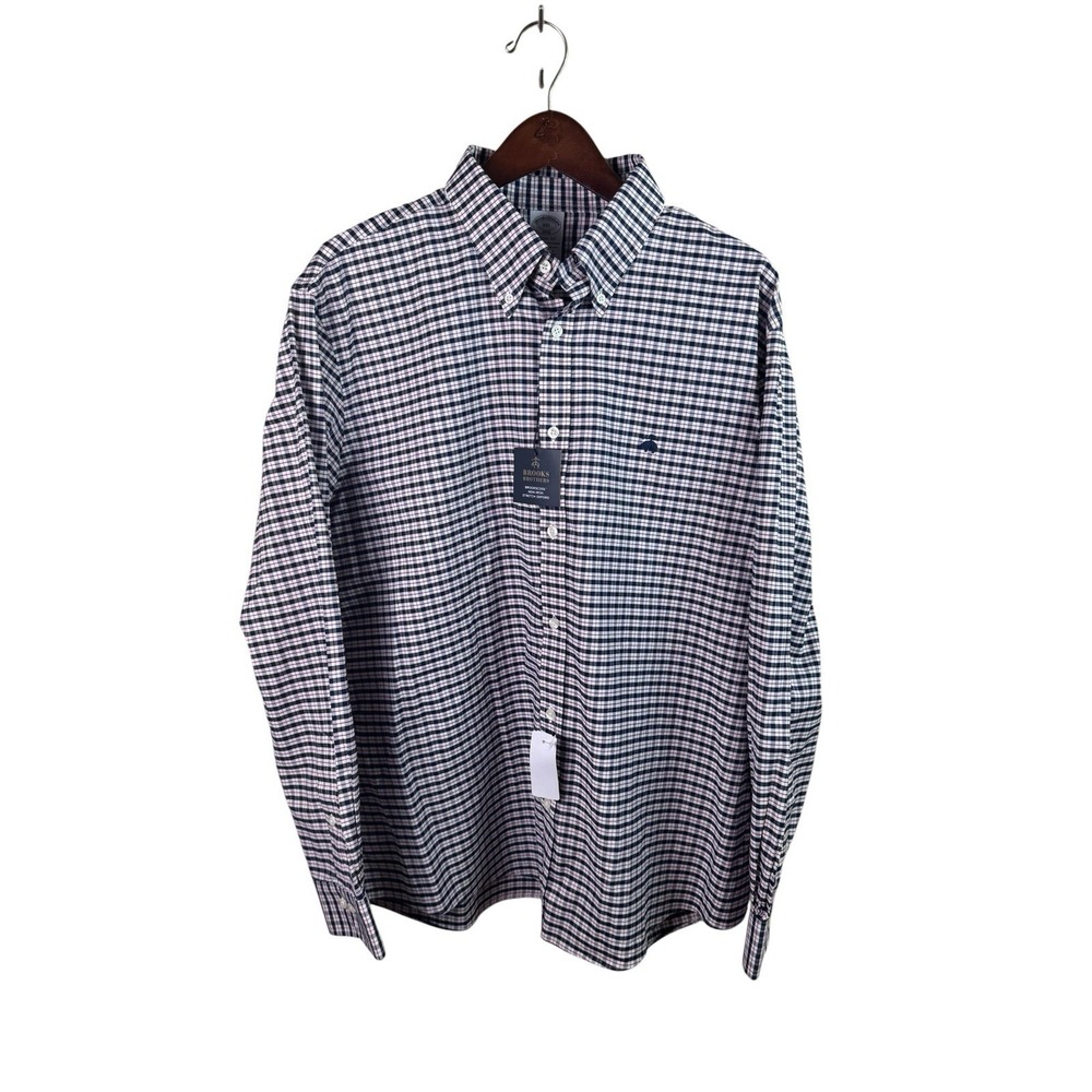 Brooks Brothers Reg XXL Non-Iron Stretch Plaid Dress Shirt  Mens Oxford NWT